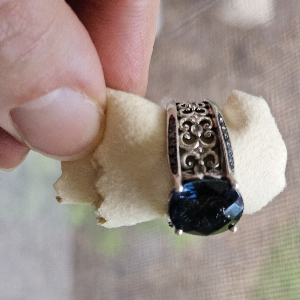Victoria Wieck 5.33ct London Blue Topaz & Gem/Blue diamond Bridge Ring Size 7 - Picture 7 of 17